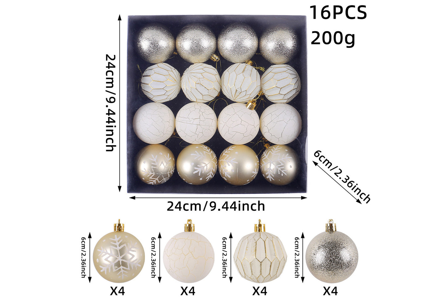 Painted Christmas Ball Pendant Set - Shaped Christmas Tree Decoration