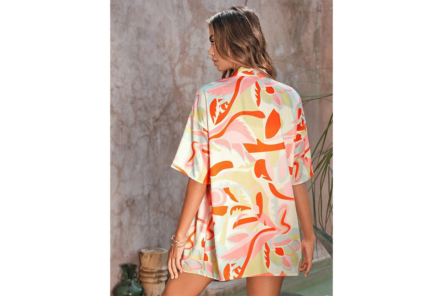 **Summer Casual Printed Cardigan and Shirt Set**