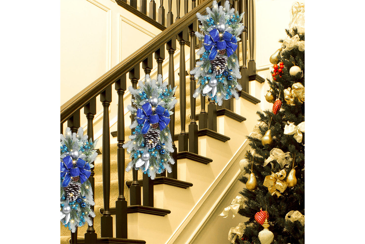 **Christmas LED Wreath - Rattan Door Curtain Decorative Hanging**