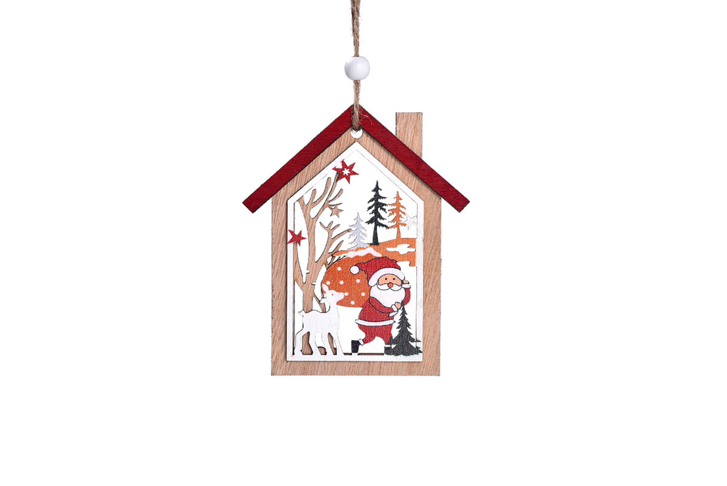 **Christmas Wooden Hollow Pendant - Holiday Tree Ornaments**