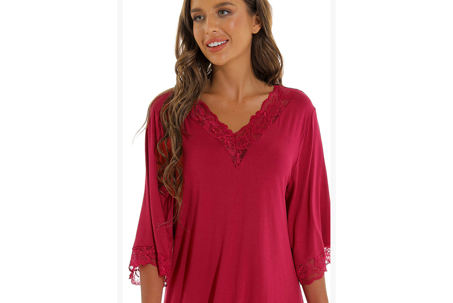 **Women's Sexy Lace V-Neck Cotton Loungewear Pajamas**