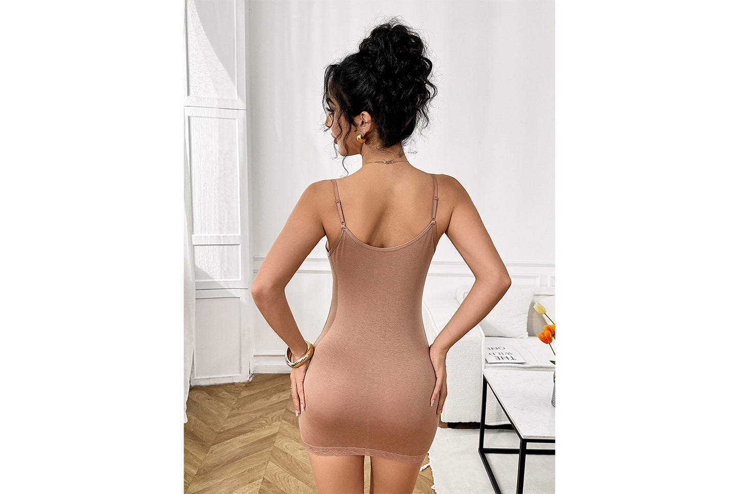 **New Lace Slip Dress, Slim Fit Hip-Wrap Short Skirt**