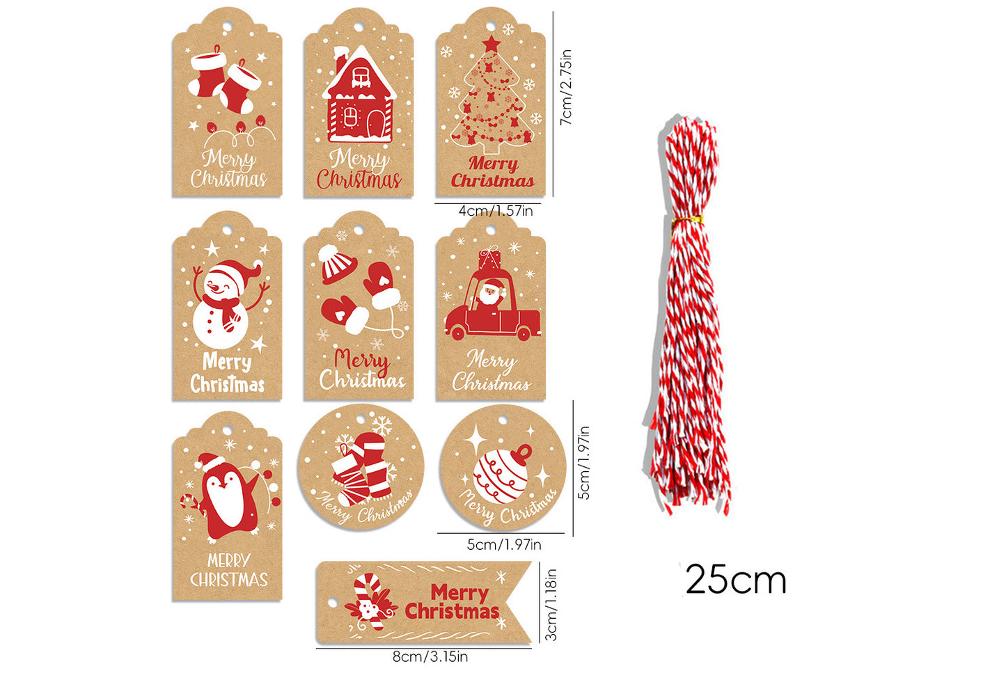 Christmas Vintage Kraft Paper Hanging Tags