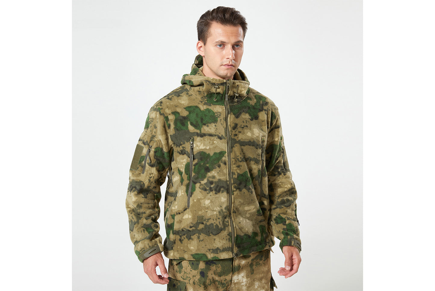 Men's Tactical Camouflage Fleece Hooded Jacket