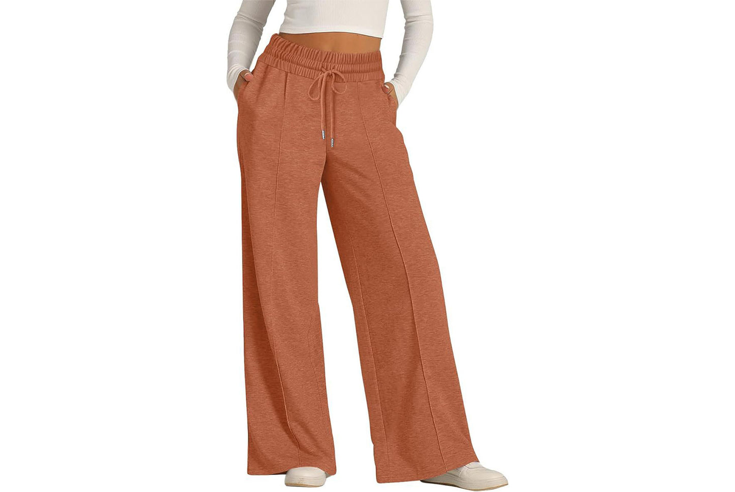 Women's Solid Color Casual Wide-Leg Sweatpants