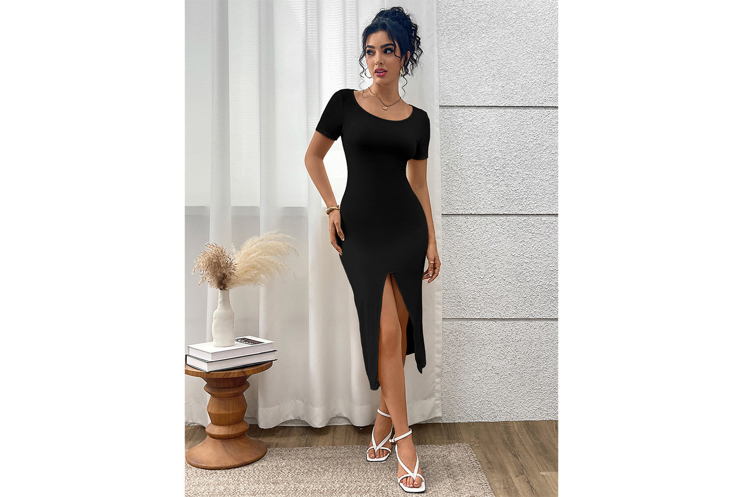 **French Vintage Collar Dress with Slit Waist**