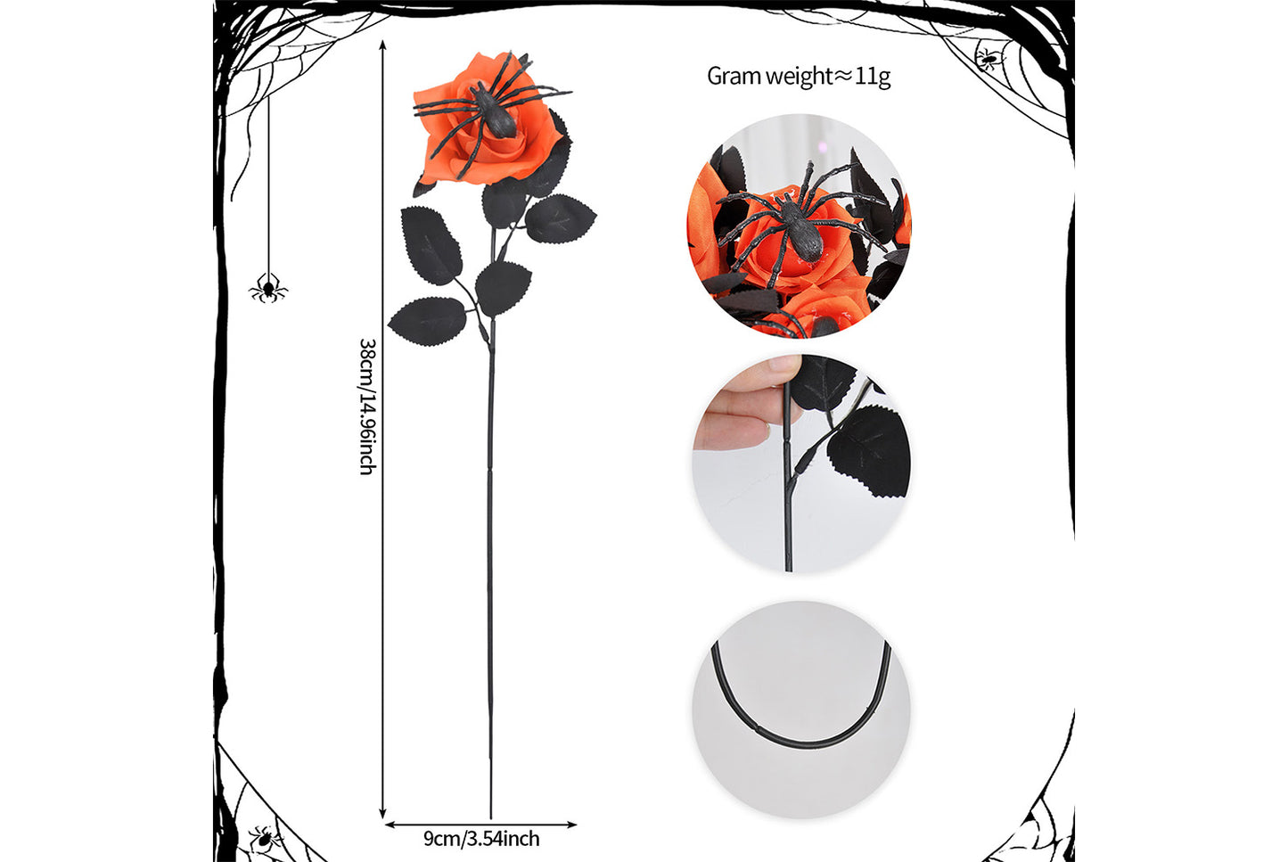 Halloween Skull Spider Roses (10-Pack)