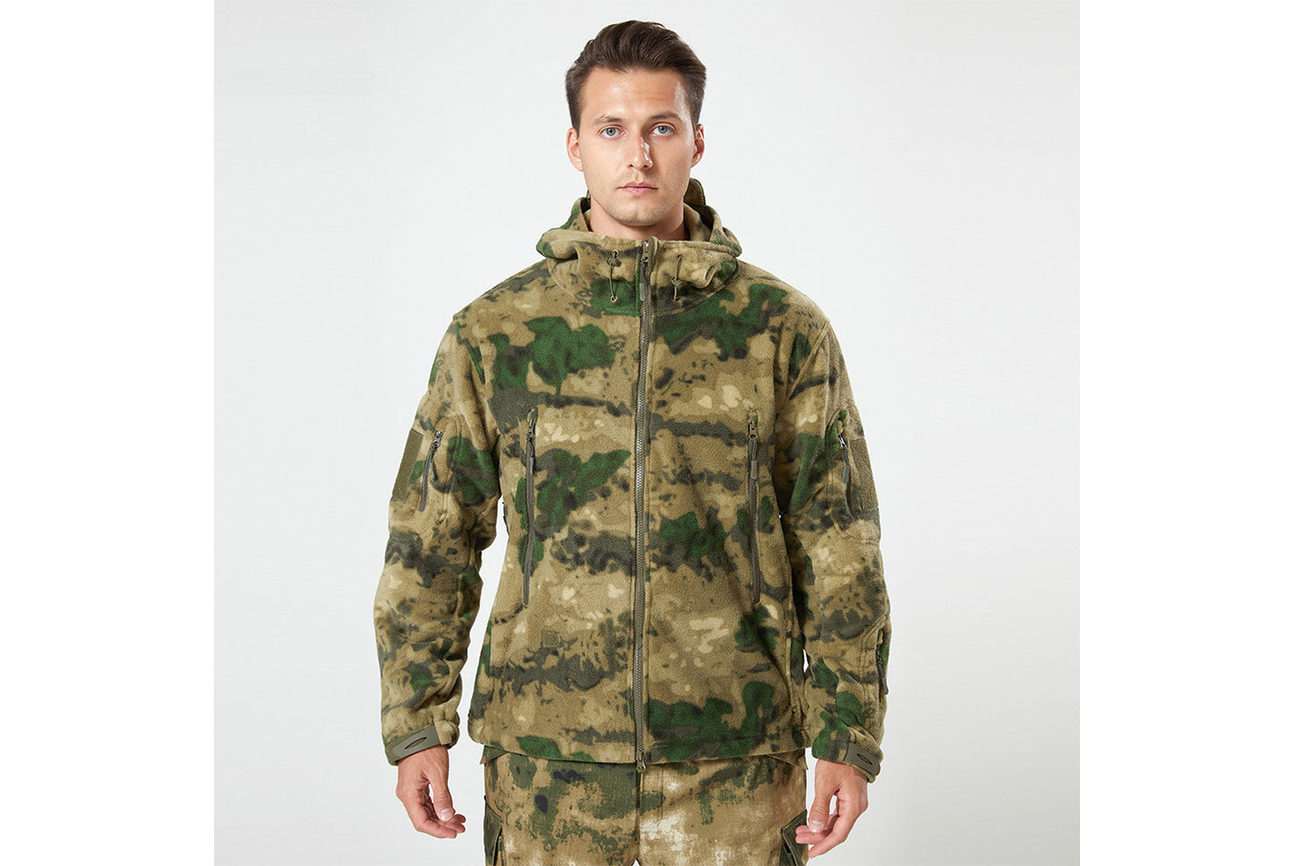Men's Tactical Camouflage Fleece Hooded Jacket
