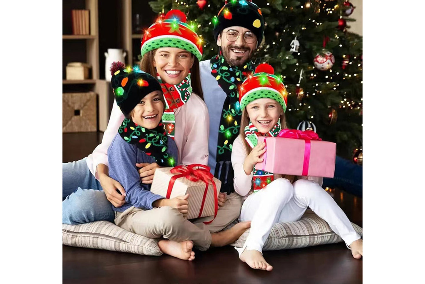 Christmas LED Jacquard Hat and Scarf Set