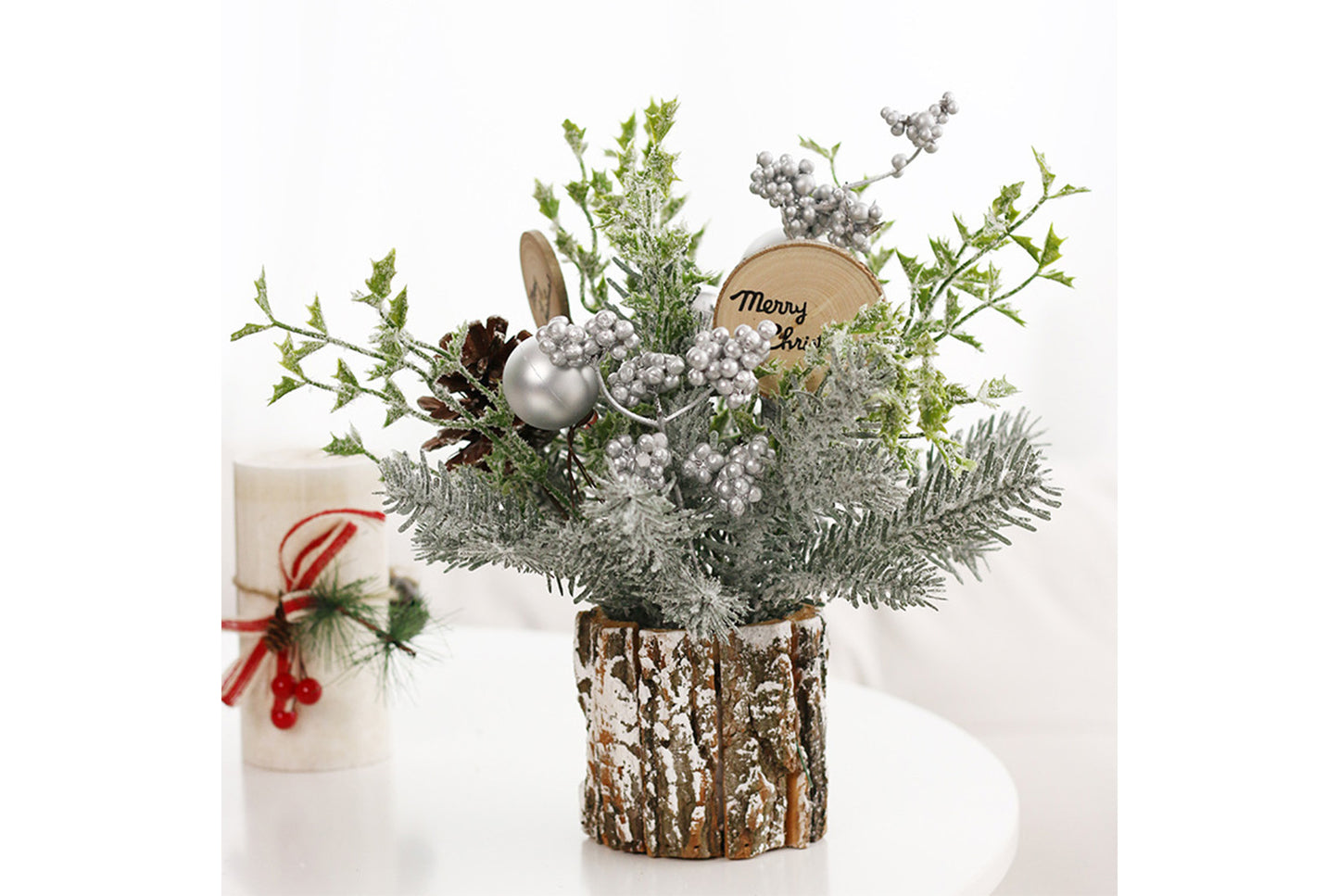 30cm Flocked Pine Cone Simulated Christmas Tree