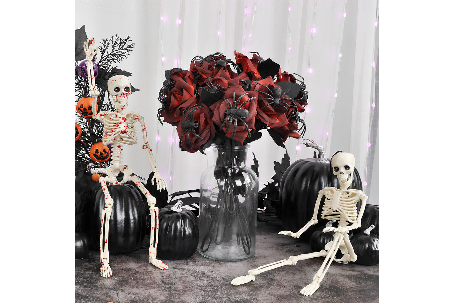 Halloween Skull Spider Roses (10-Pack)