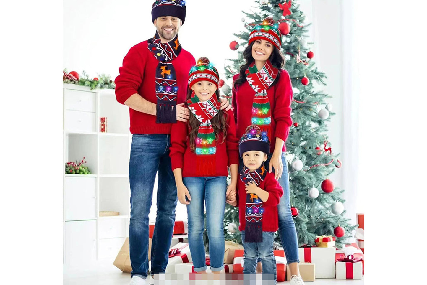 Christmas LED Jacquard Hat and Scarf Set