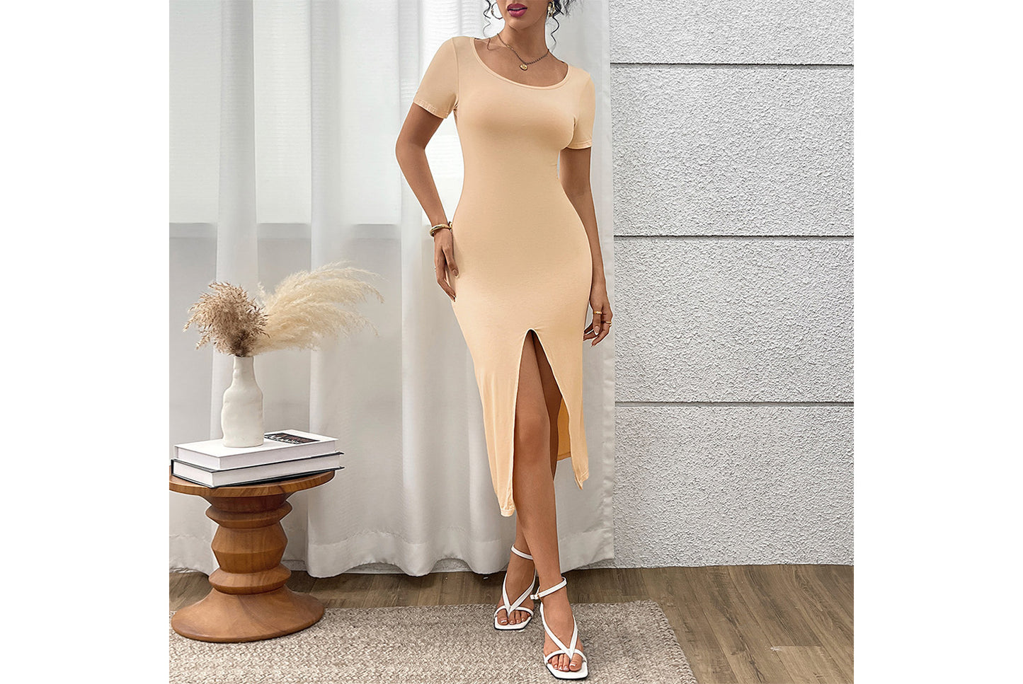 **French Vintage Collar Dress with Slit Waist**