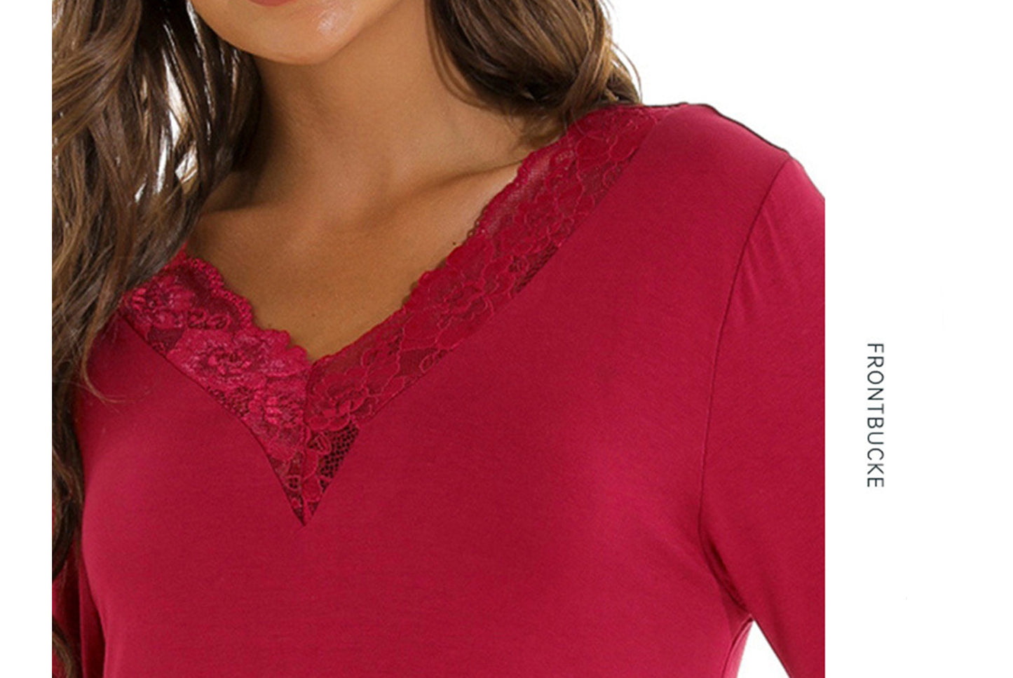 **Women's Sexy Lace V-Neck Cotton Loungewear Pajamas**