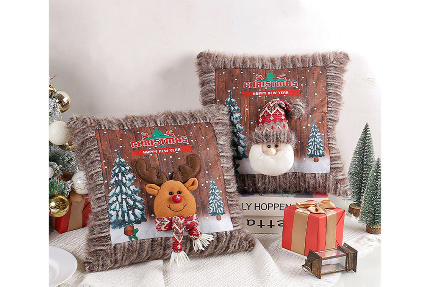 **Plush Luminous Christmas Pillow - Festive Sofa Cushion**