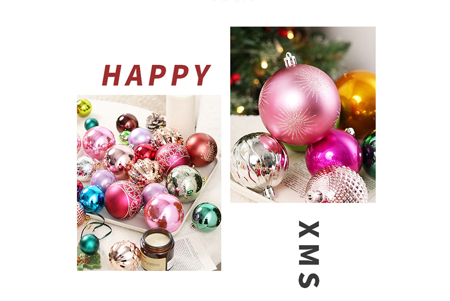 75 Randomly Painted Electroplated Christmas Ball Set