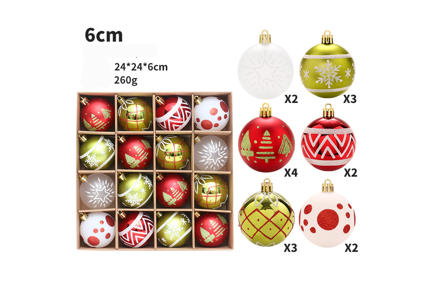 16-Piece Champagne Gold and White Christmas Ball Decoration Set