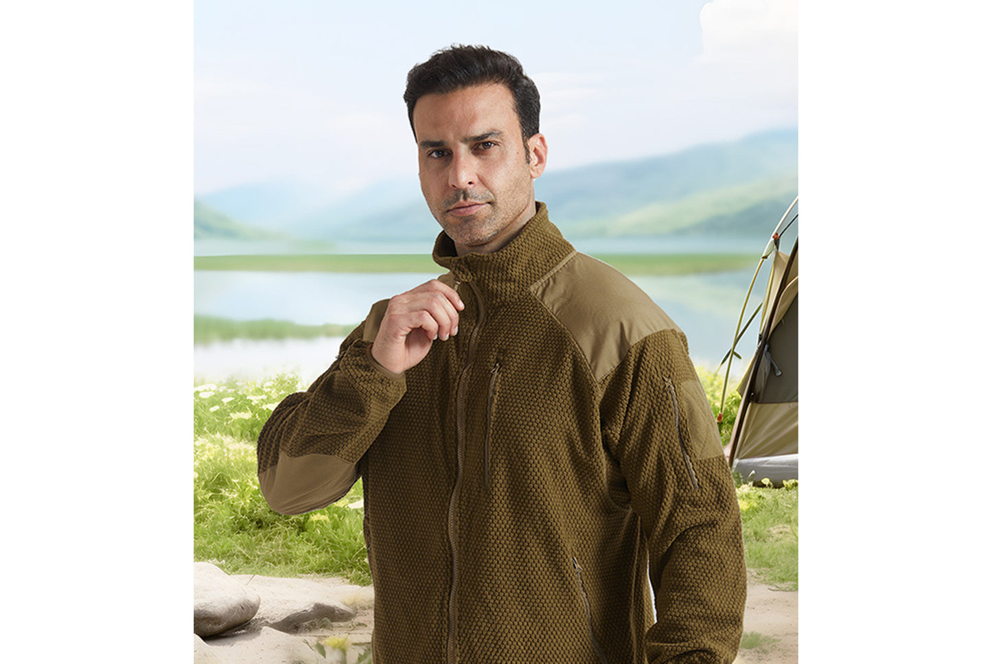 **Men's Tactical Fleece Jacket Stand Collar Liner**