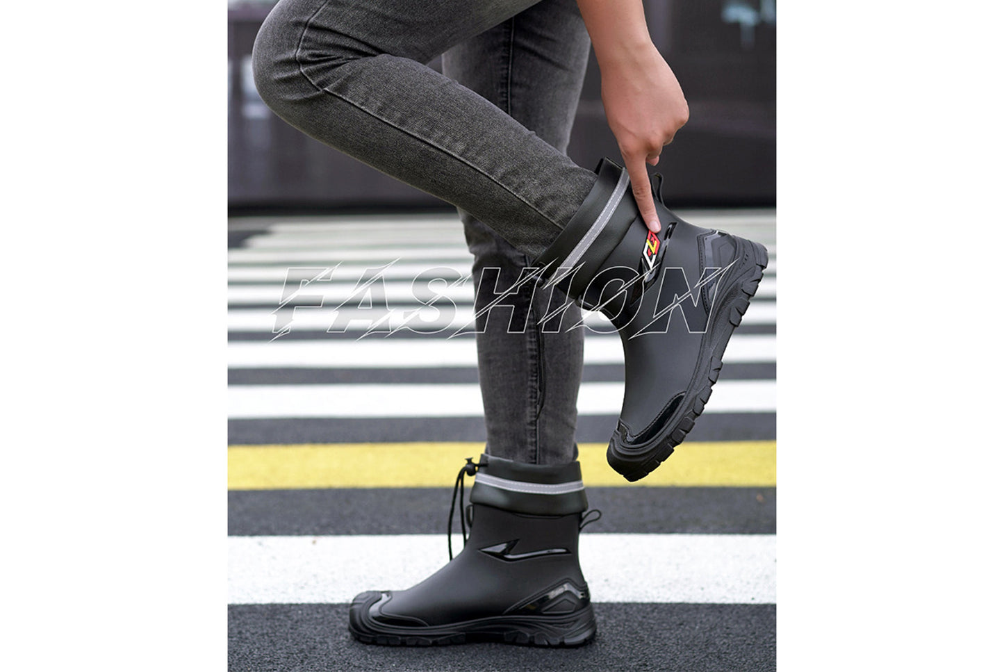 Men's Mid-Calf Fleece-Lined Non-Slip Rain Boots