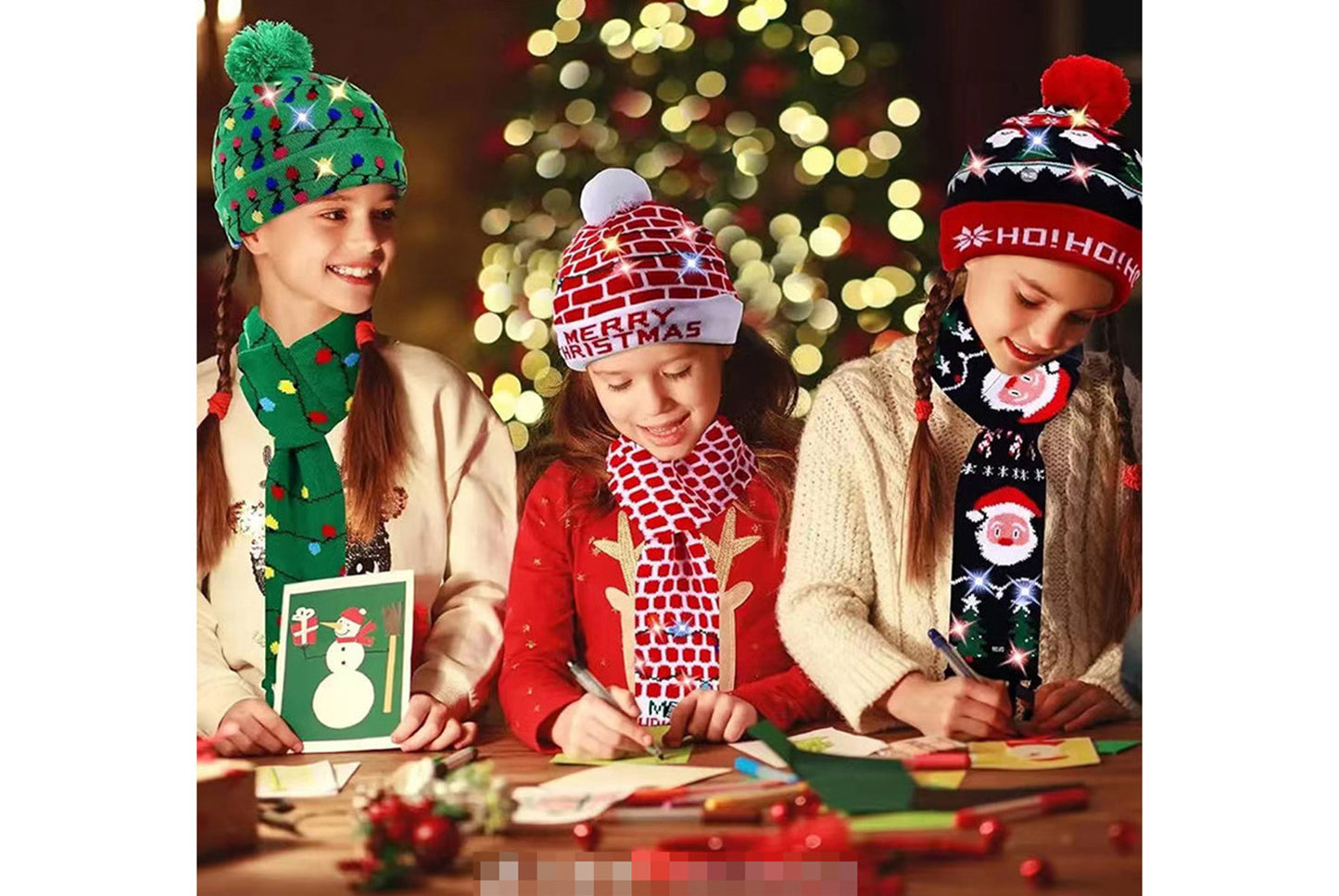 Christmas LED Jacquard Hat and Scarf Set