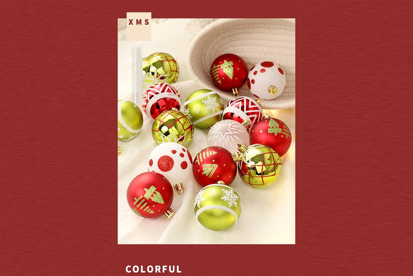 **16-Piece Red, Green, and White Christmas Ball Decoration Set**
