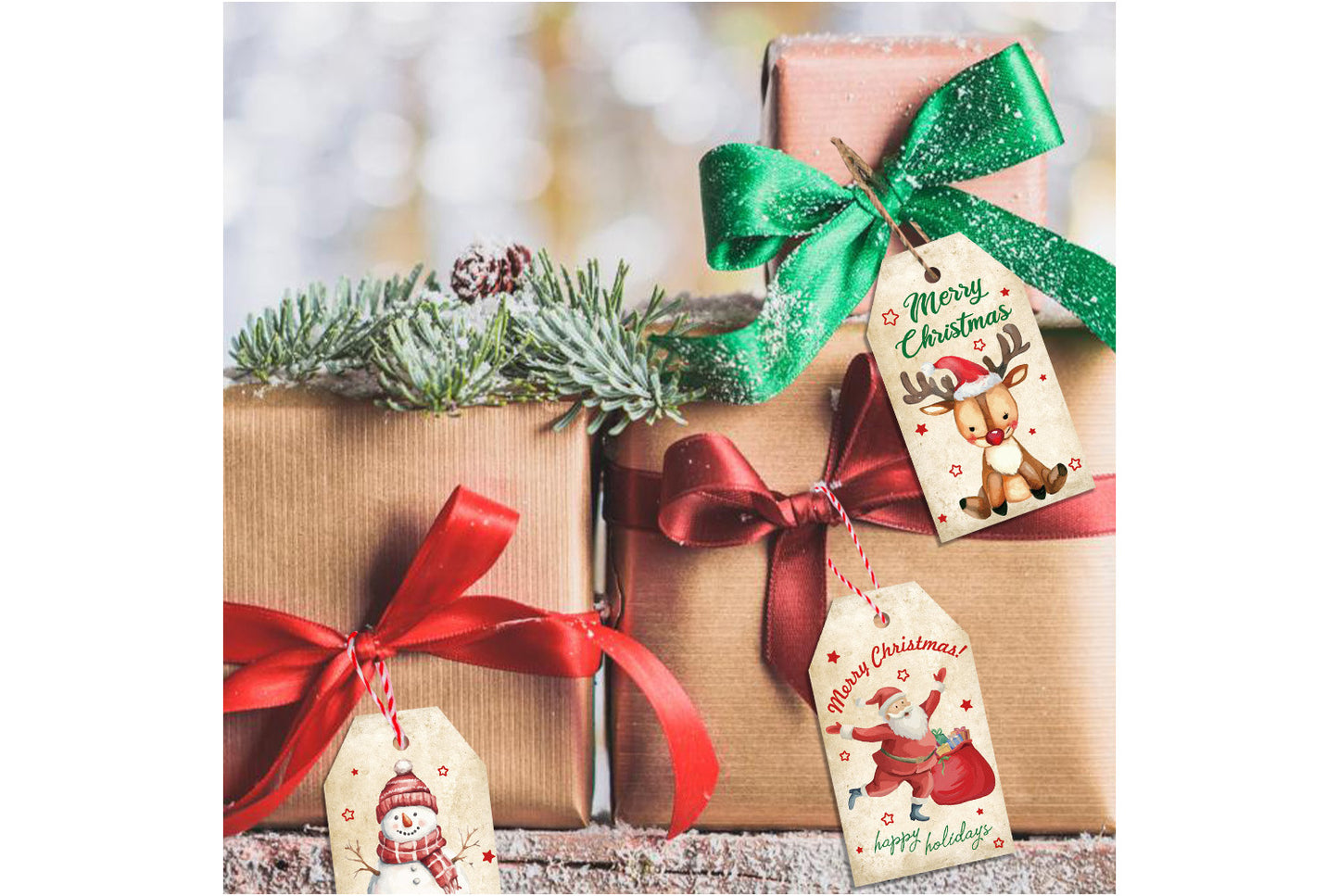 Christmas Vintage Kraft Paper Hanging Tags