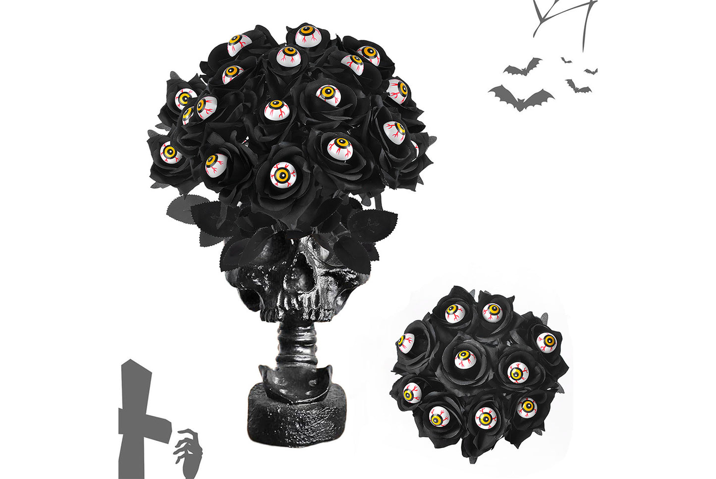 Halloween Scary Rose Decorations (10-Pack)