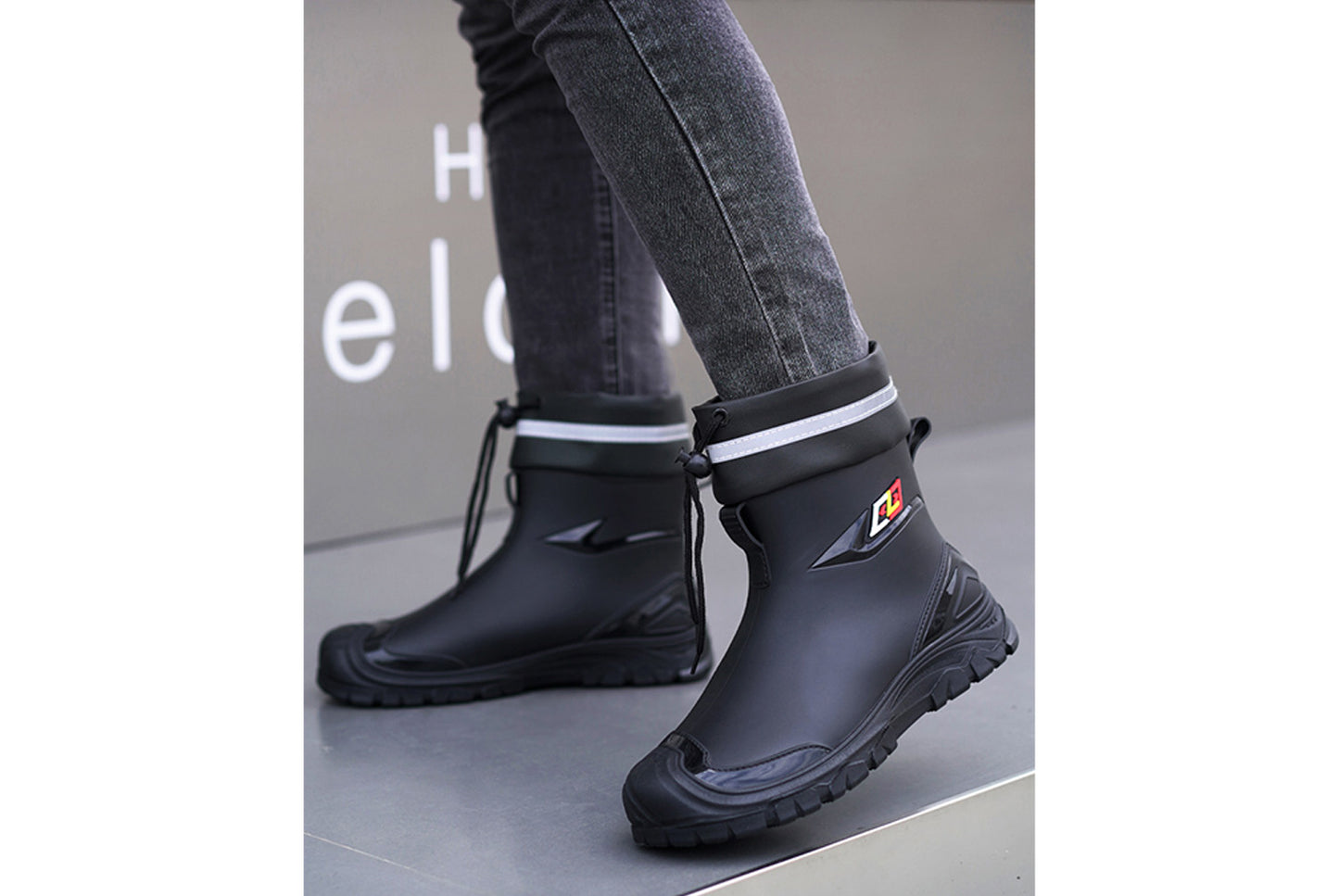 Men's Mid-Calf Fleece-Lined Non-Slip Rain Boots
