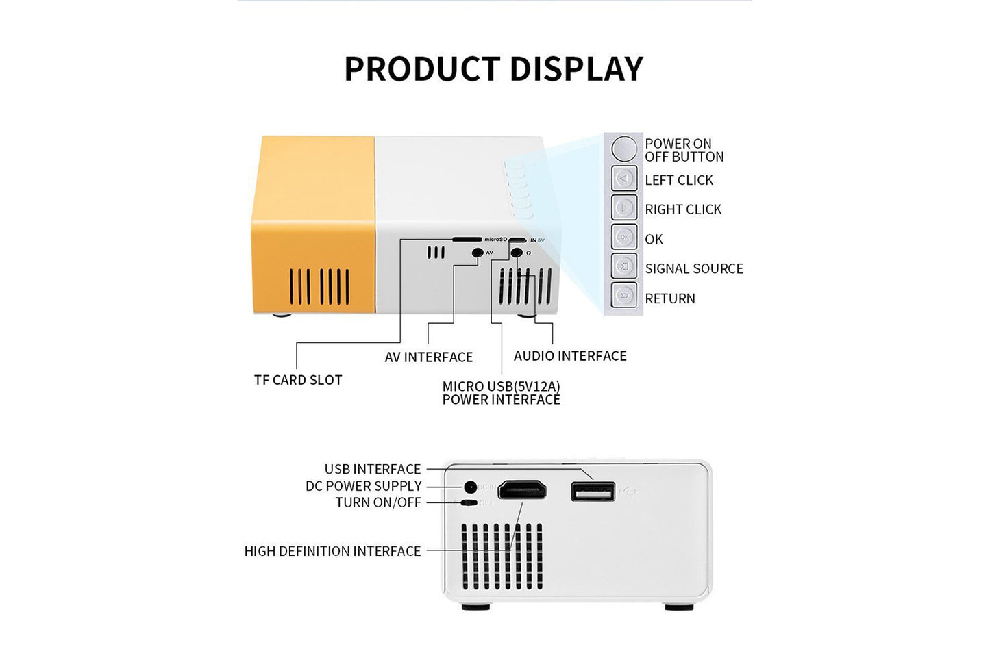 **Wired Screen Mirroring Home Projector (UK Standard Plug)**