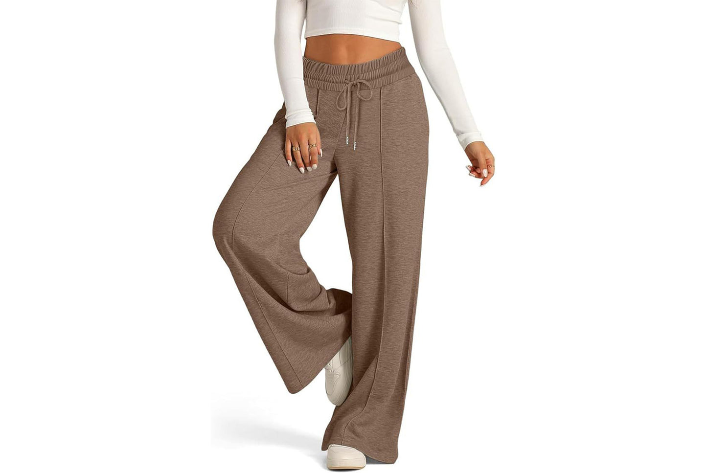 Women's Solid Color Casual Wide-Leg Sweatpants