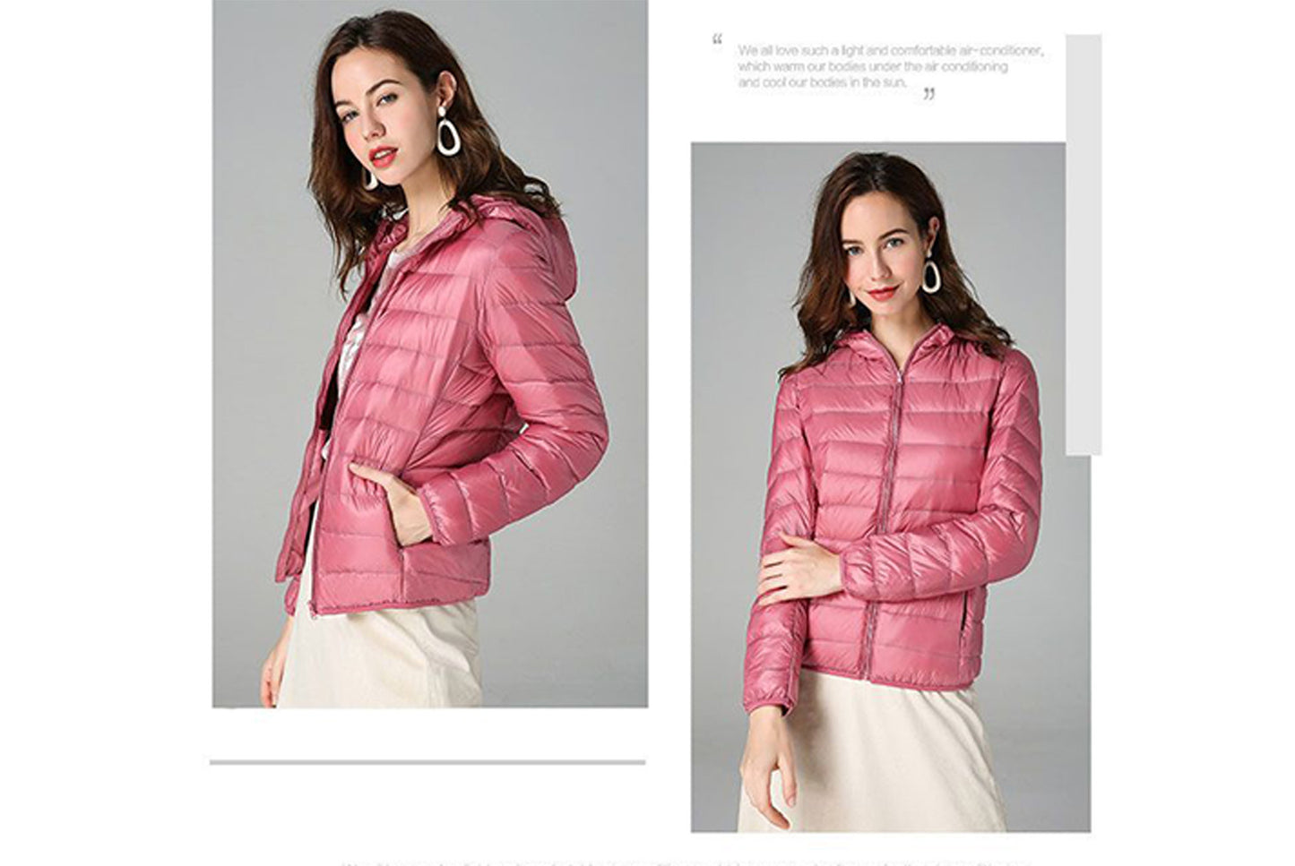 **Ladies short white duck down jacket (lightweight and warm)**