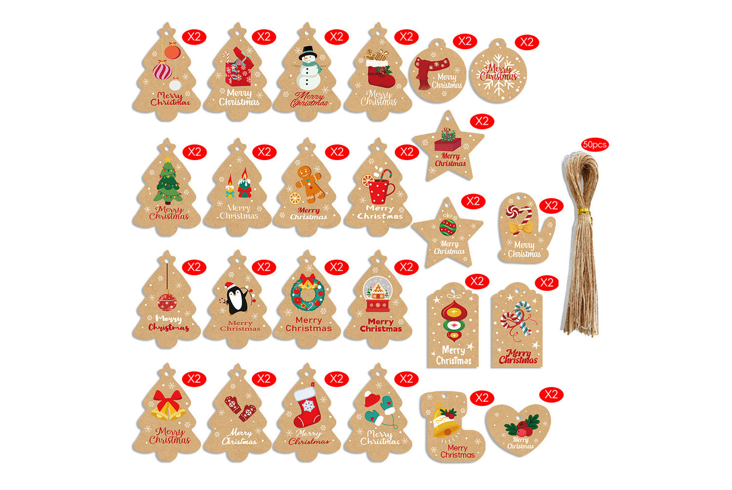 Christmas Vintage Kraft Paper Hanging Tags