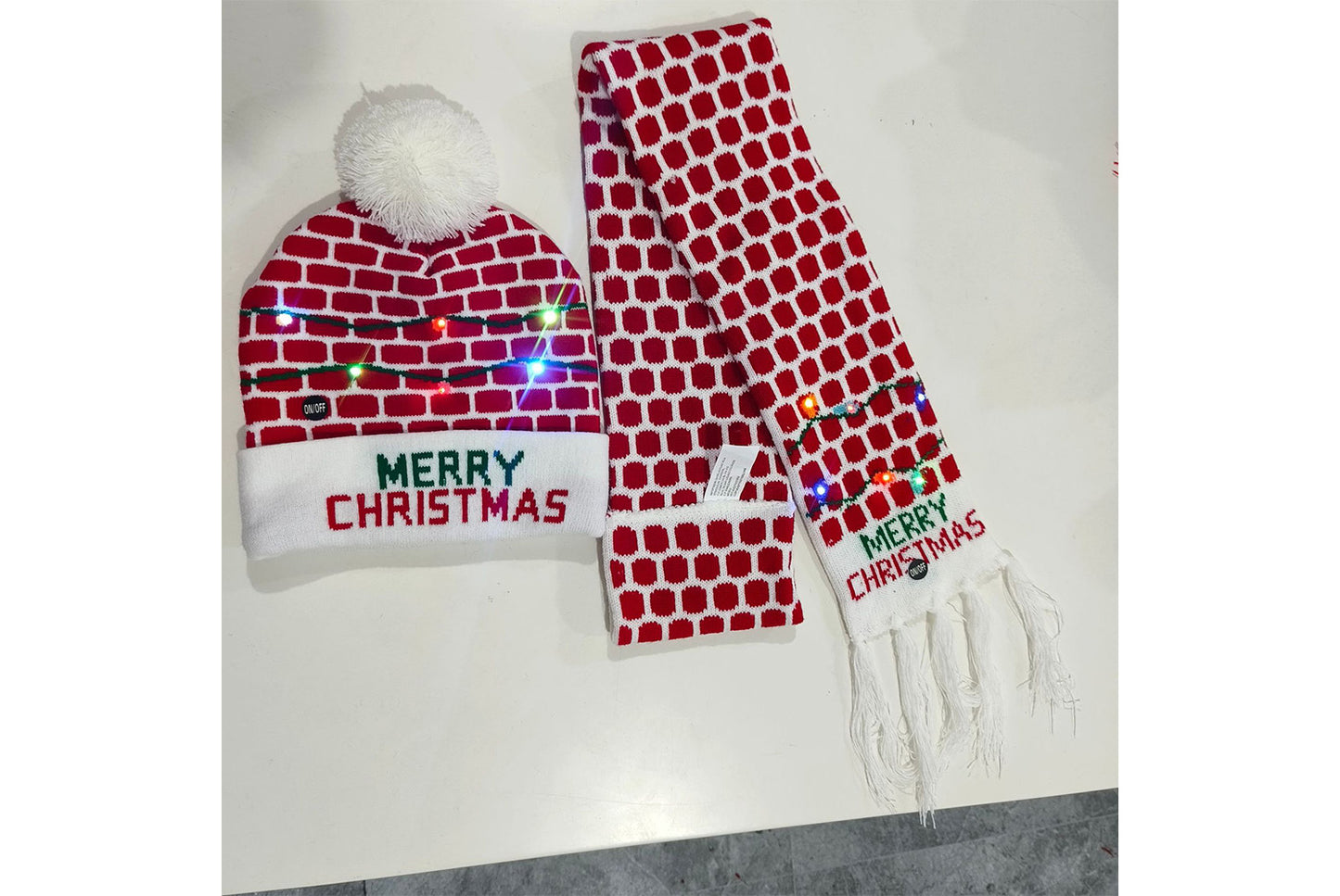 Christmas LED Jacquard Hat and Scarf Set