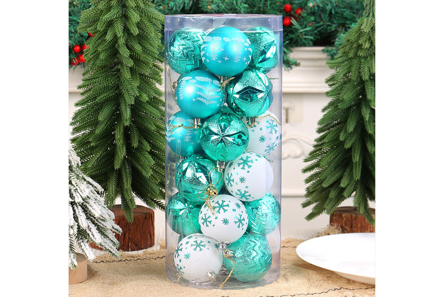 Painted Electroplated Christmas Ball Set - Shaped Christmas Tree Decorative Pendants