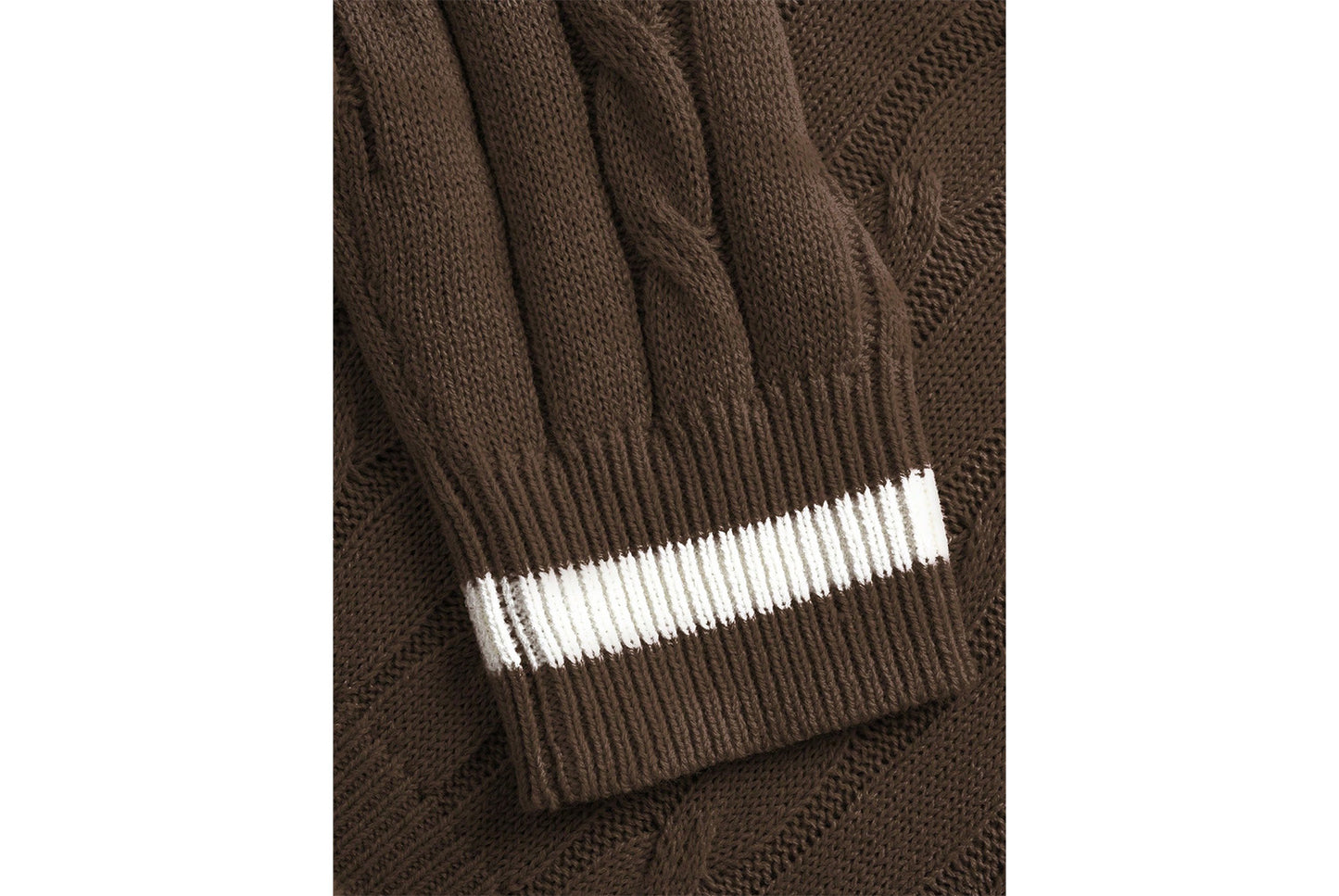 V-Neck Color-Blocked Cable Knit Sweater