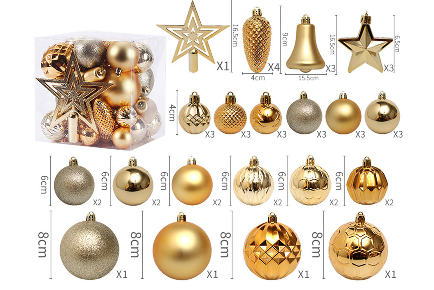 45-Piece Treetop Star Christmas Ball Set