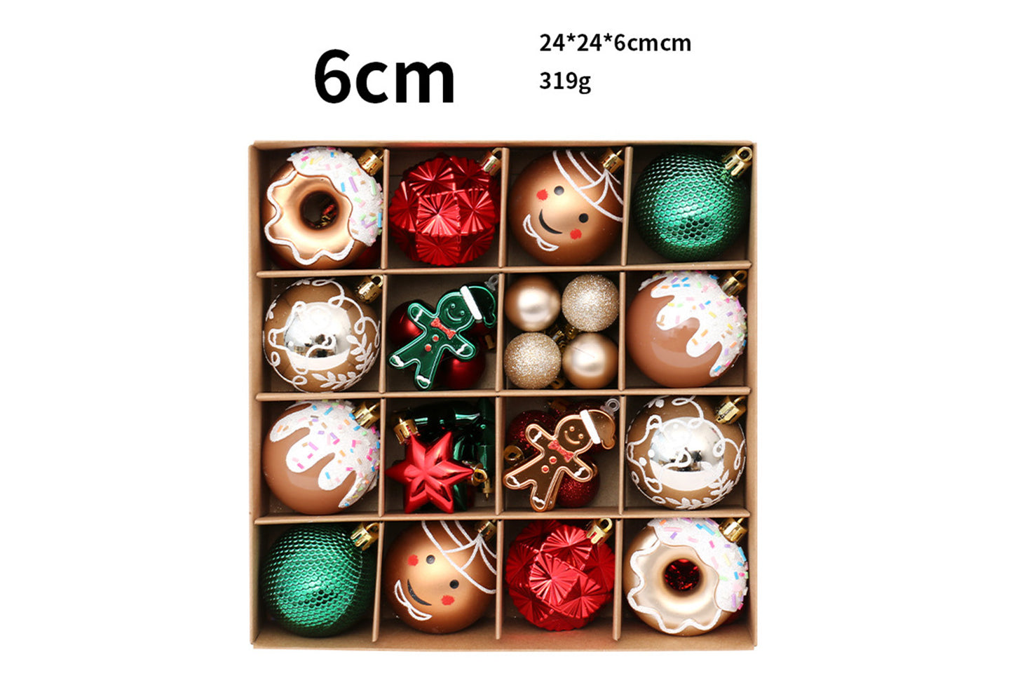 42 Painted Christmas Ball Set - Burgundy and Gold Christmas Tree Ornaments