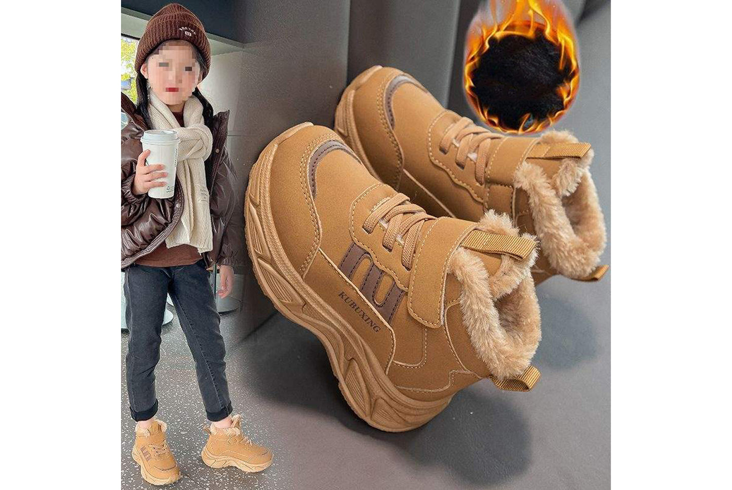 Girls' Fleece-Lined Sneakers, Warm High