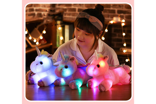 *Colorful Light-Up Unicorn Plush | Soothing Plush Toy Pillow for Girls**