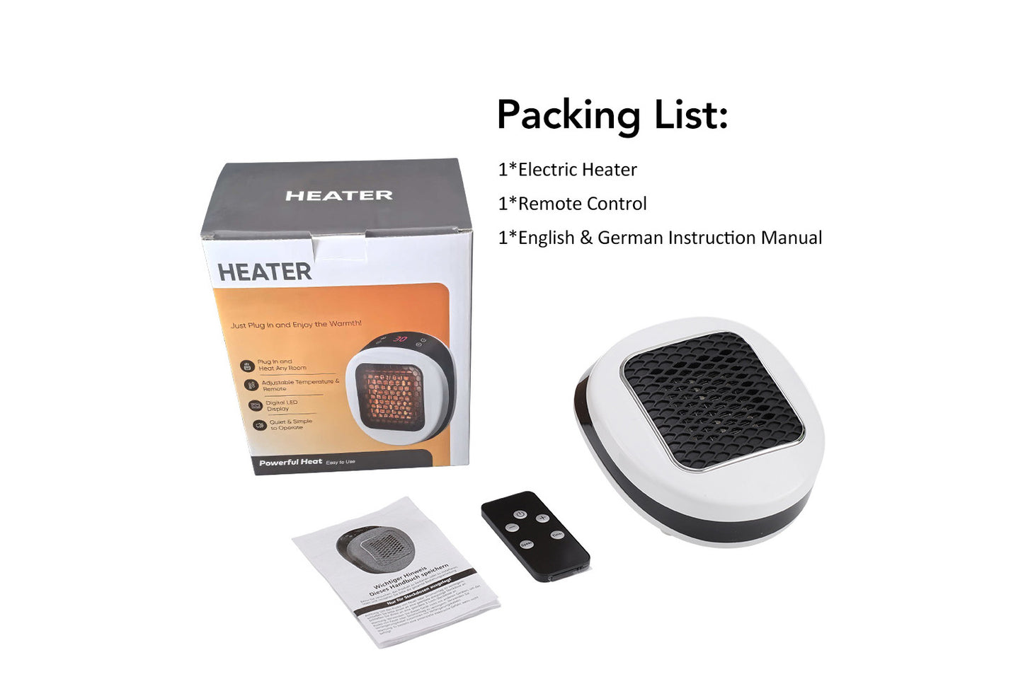 Portable Remote Control Fan Heater(UK Plug)