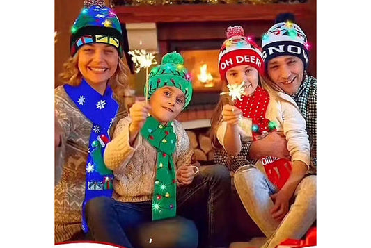 Christmas LED Jacquard Hat and Scarf Set