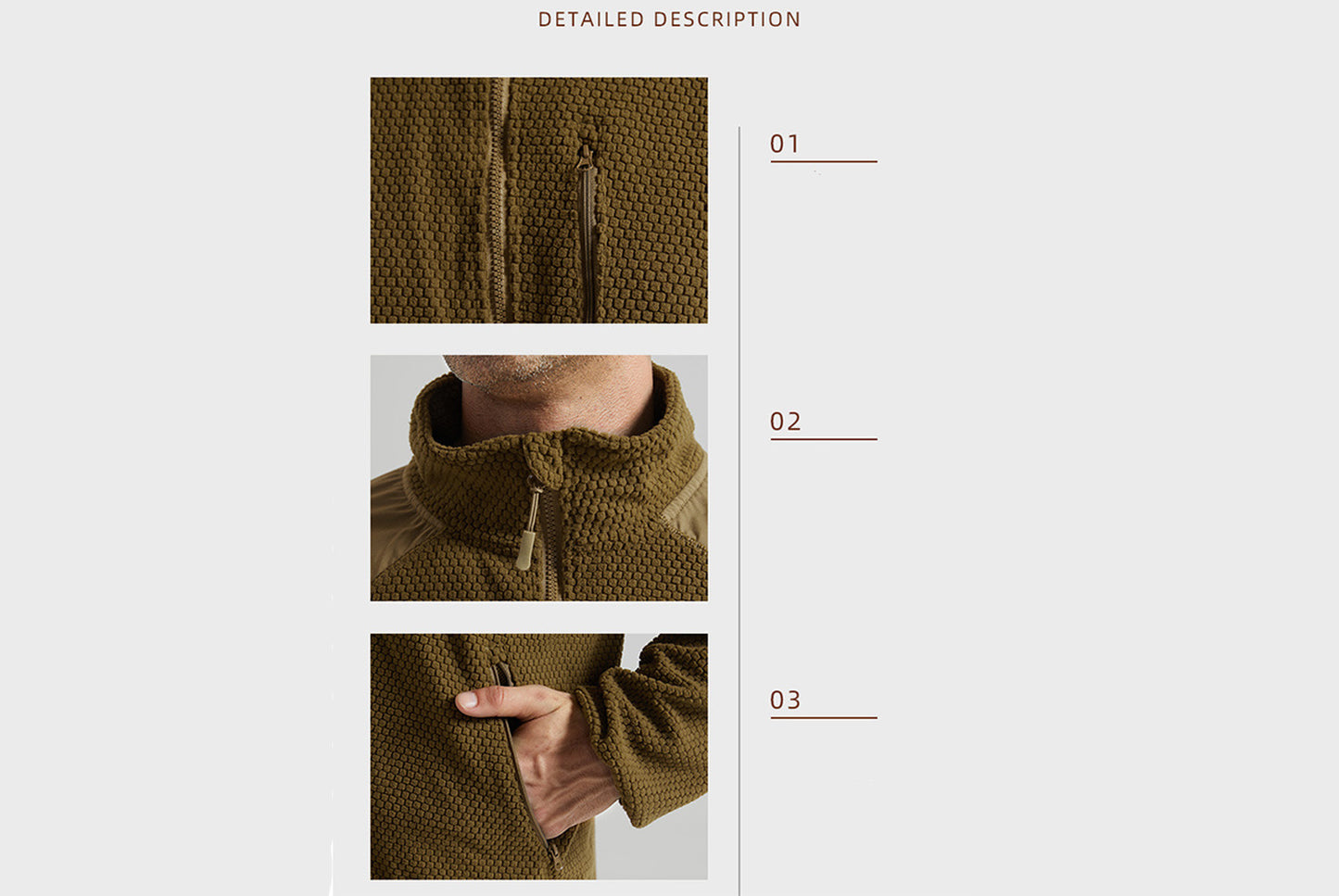 **Men's Tactical Fleece Jacket Stand Collar Liner**