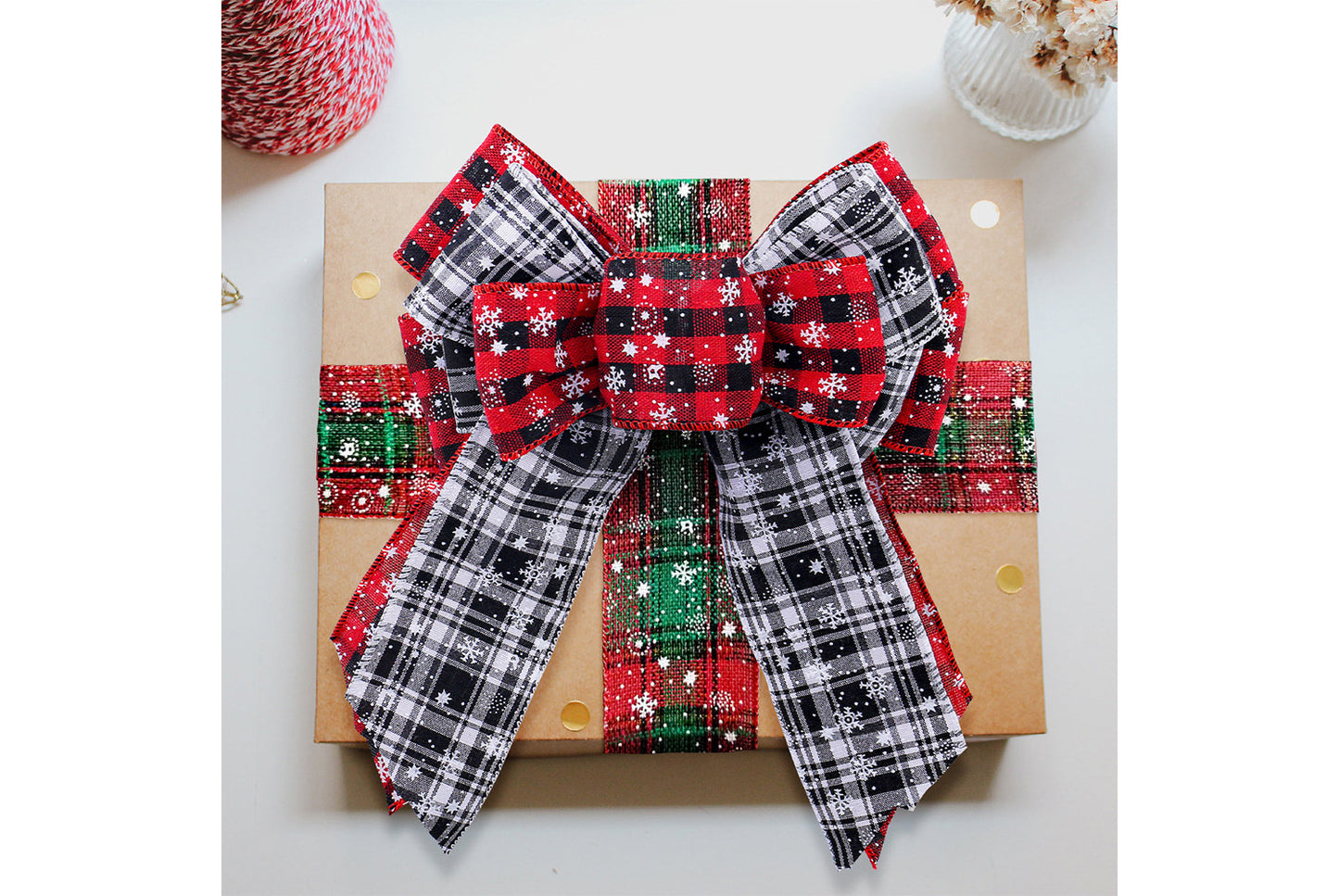 Christmas Snowflake Plaid Ribbon