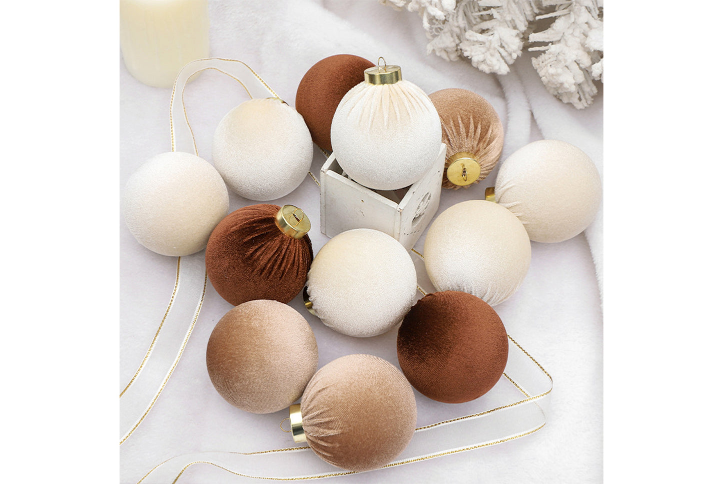 8cm/12 Cloth-Wrapped Christmas Ball Gift Pack