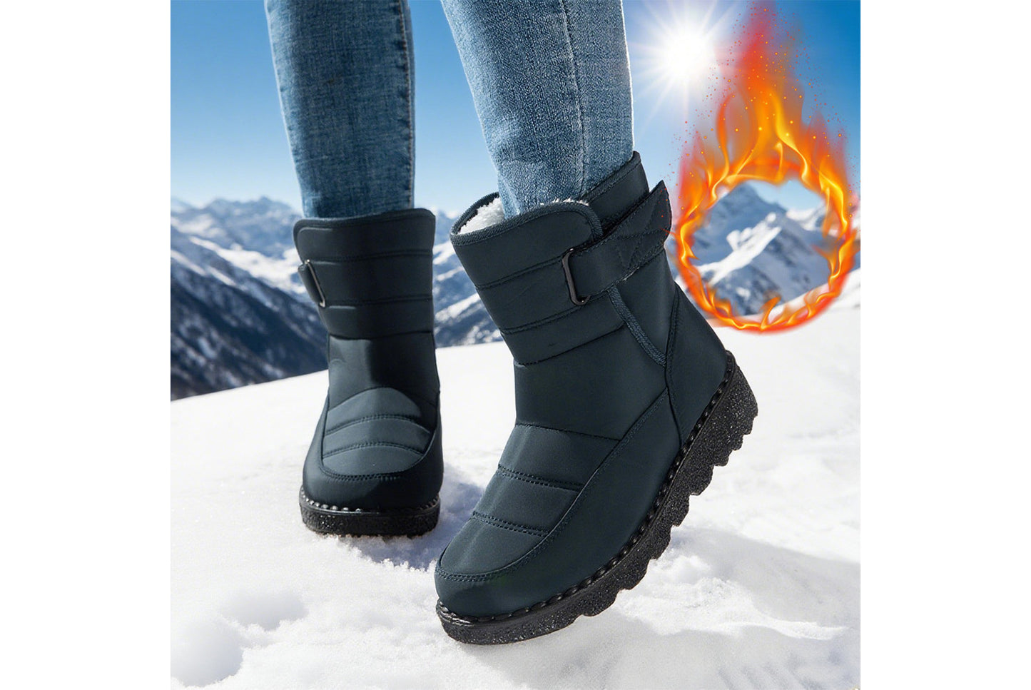 **Women's Waterproof Rabbit Fur Snow Boots**