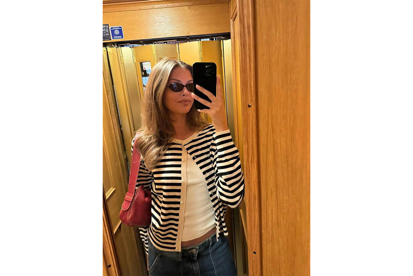 Black and White Striped Knit Cardigan