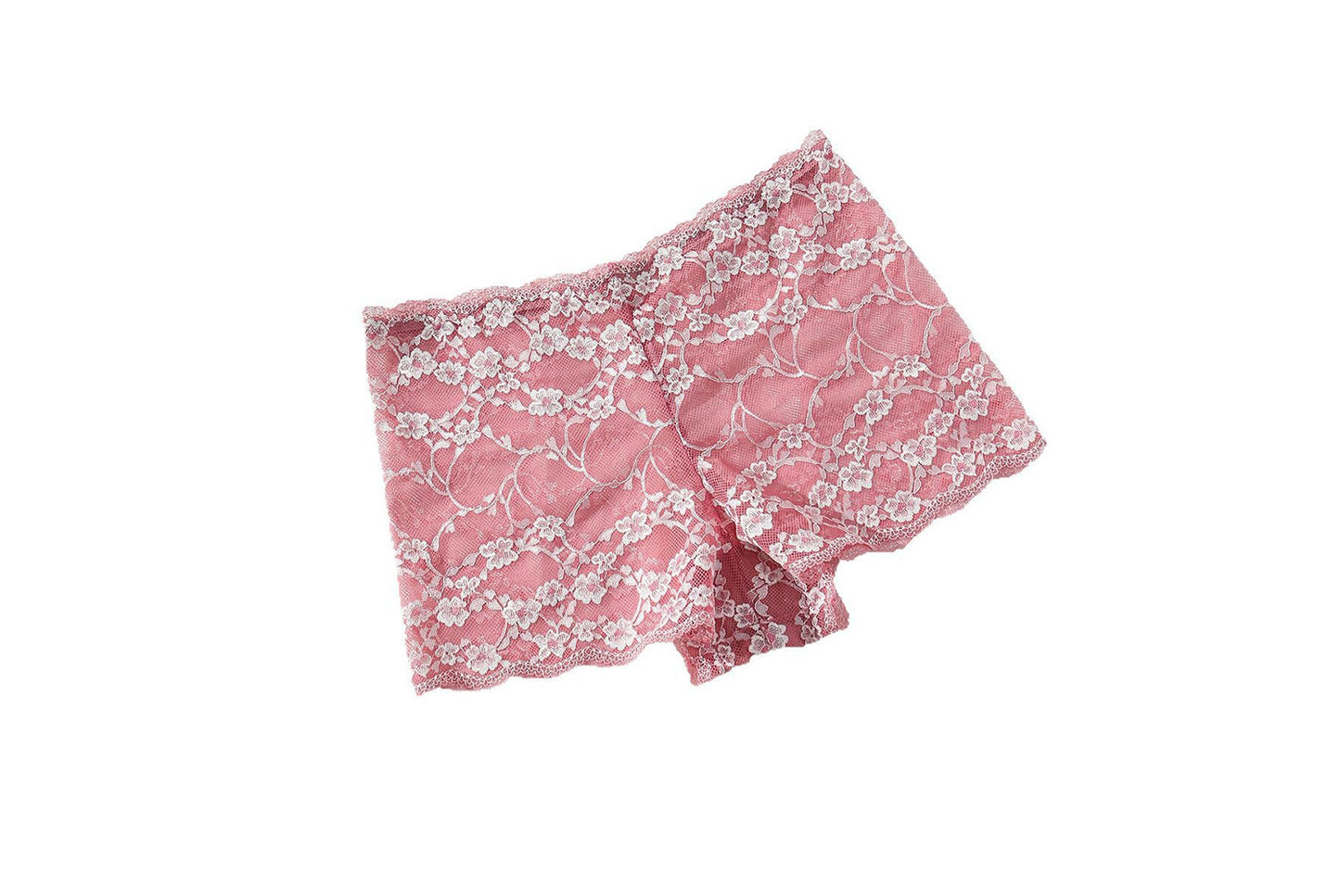 **Mid-Rise Hollow Boxer Briefs for Women with Transparent Lace**