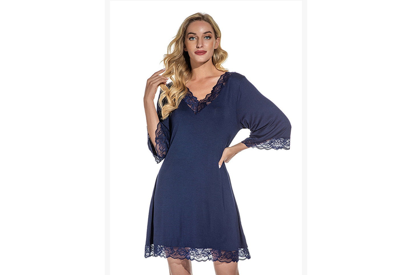 **Women's Sexy Lace V-Neck Cotton Loungewear Pajamas**