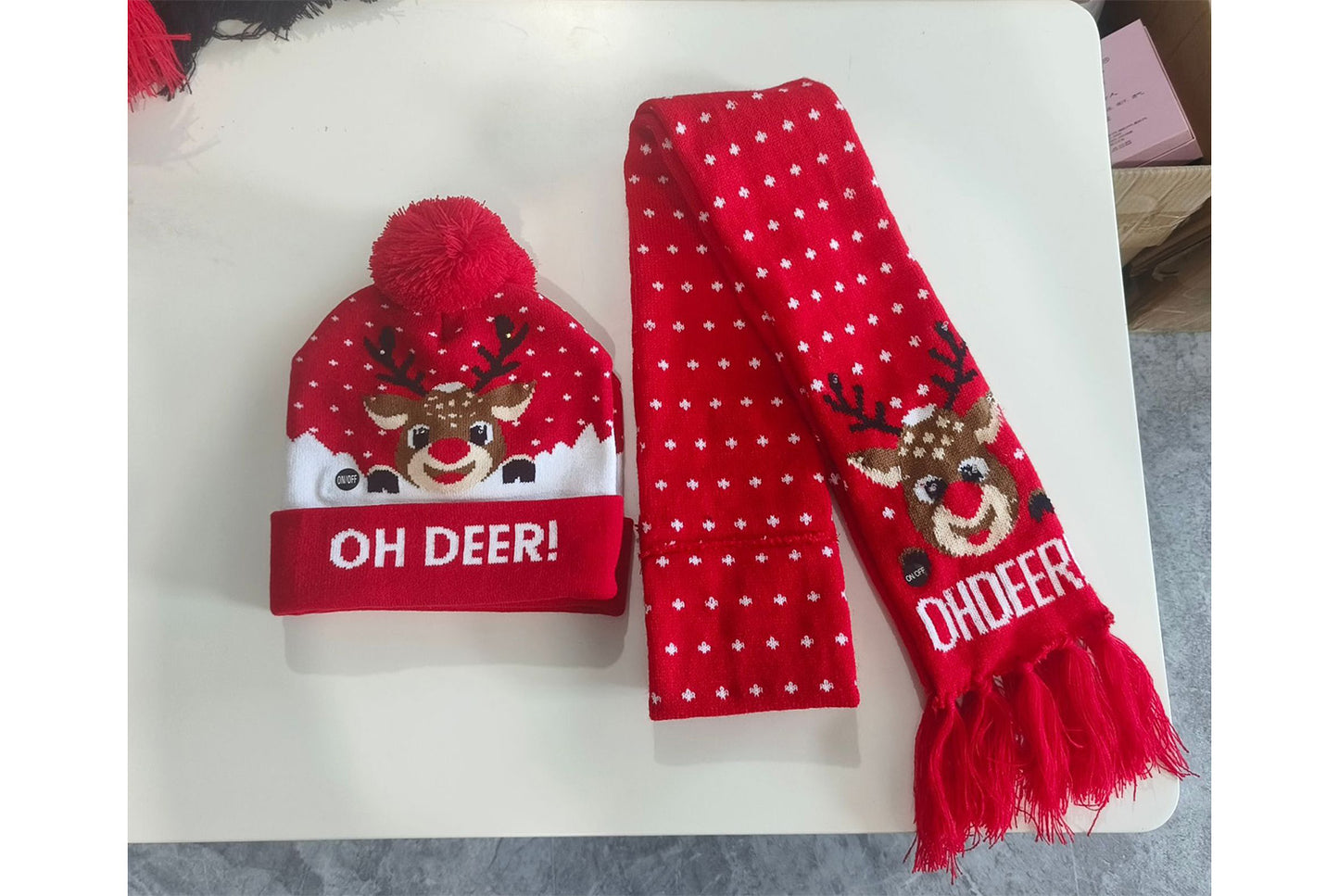 Christmas LED Jacquard Hat and Scarf Set