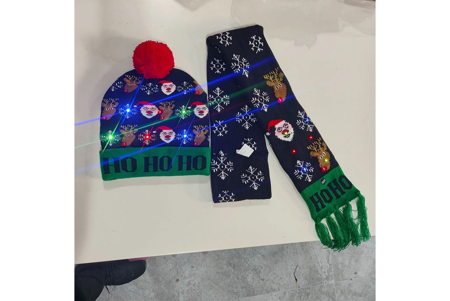 Christmas LED Jacquard Hat and Scarf Set